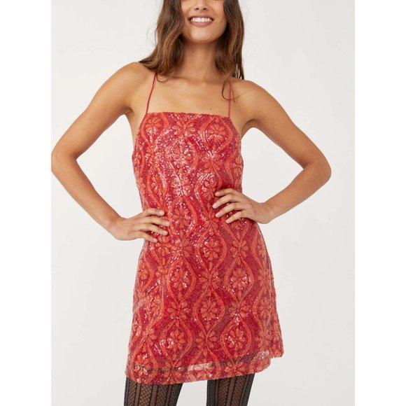 Free People Dresses & Skirts - 🎉LAST CHANCE🎉 NWT Free People Retro Babe Mini Dress / Red Combo